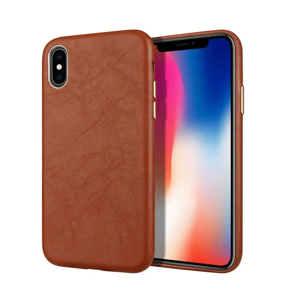 Brown IMIDO Роскошный кожаный чехол для телефона для iPhone XSMAX XR XS X 8 7 Plus ультра-тонкая задняя крышка из овчины для iPhone 7 Plus Coque Fundas - Цвет: Brown