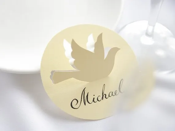 personalized table number Place Cards dove Themed Wedding baptism Summer Open Air Event Original calligraphypc001 | Дом и сад