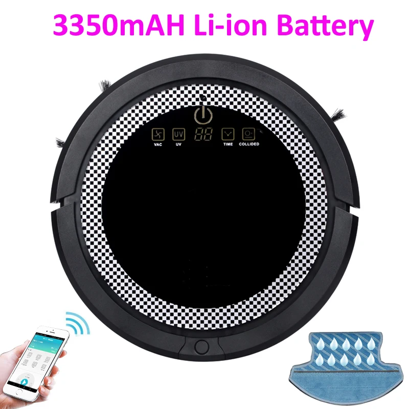 

No custom tax For SG,KR,TH Buyer WiFi Smartphone App Control Wet And Dry Mini Vacuum Cleaner Robot With 3350mAH Lion Battery