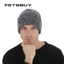 FETSBUY, Мужская Зимняя шерстяная вязаная шапка Skullies, мужские фирменные шапки бини, повседневные одноцветные комплекты головных уборов, шапки для мужчин#19019