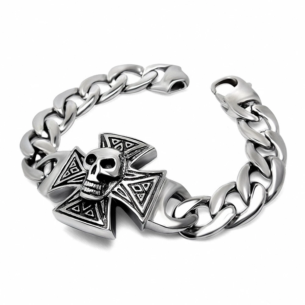 Designer Wristband Iron Cross Skull new 316L stainless steel bracelet
