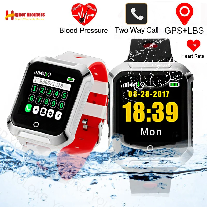 

Smart Elderly Kids Remote Heart Rate Monitor Fall-down Alarm SOS Call Anti-lost GPS WIFI Tracking for IOS Android Phone Watch
