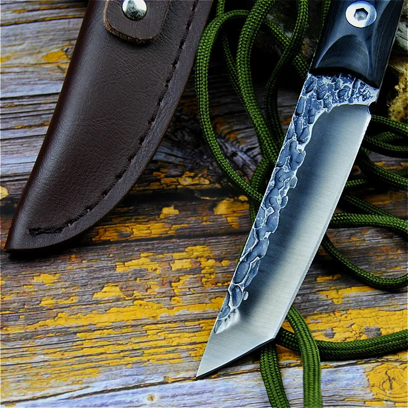 PEGASI японский кованый ebony Ручка 58-60 тактический прямой нож североамериканский охотничий нож Походный нож для защиты+ кобура