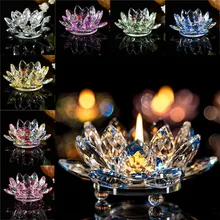 Кристалл лотоса 7 цветов Кристалл Стекло Хрустальный подсвечник держатель для чайной свечи буддийский подсвечник для домашнего декора#4A12