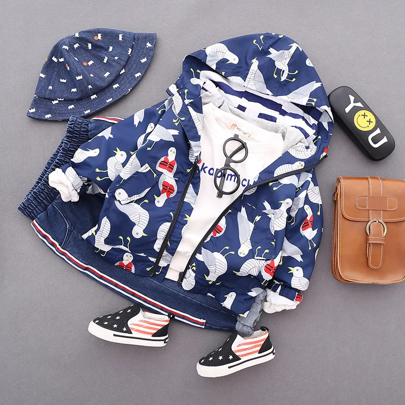 

2018 Spring Boys Children Fashion Casual Long Sleeve Hooded Zip Printing Jackets Outwear Tops Kids Baby Brand Cotton Coat New