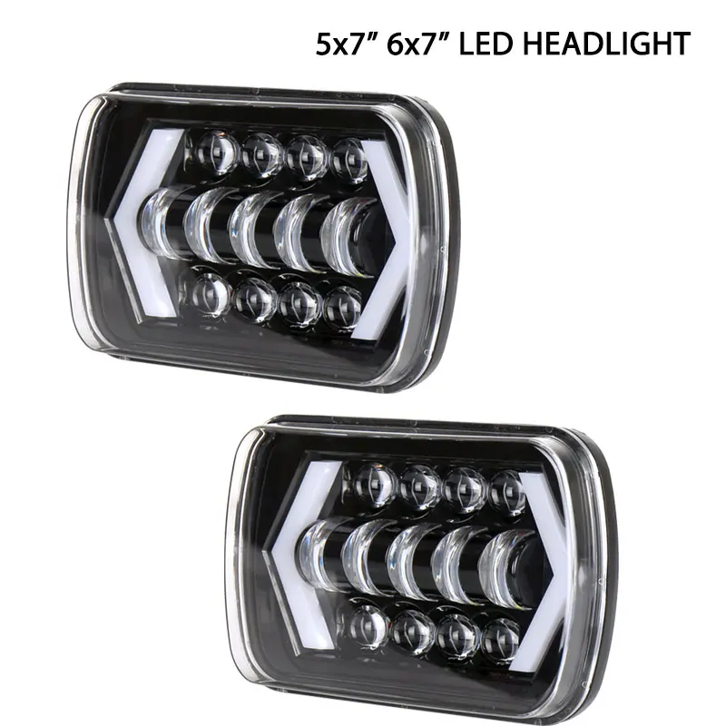 

free shipping 10pcs 90W 5x7 6x7in led headlight replacement for 4x4 off road wrangler cherokee pickup trucks heavy-duty vehicles