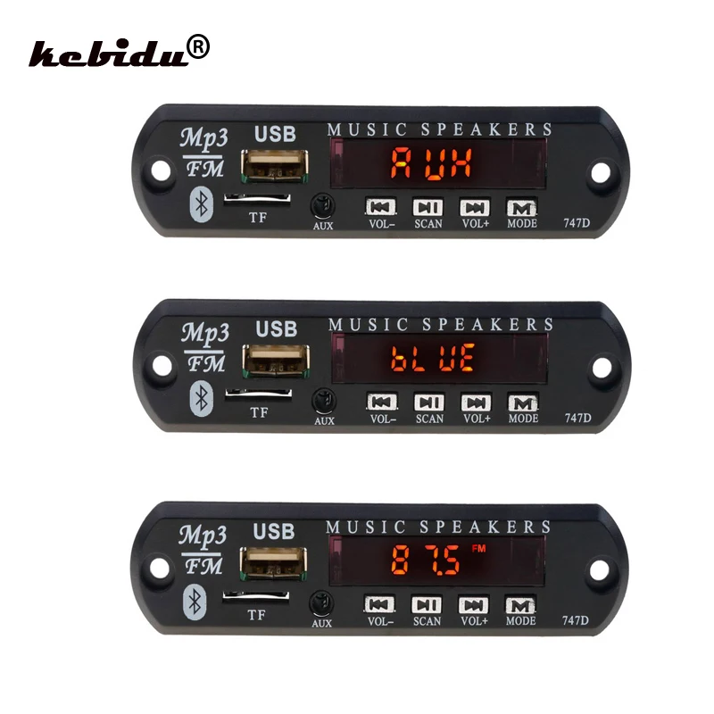 

kebidu Car MP3 Decoder Board bluetooth Car MP3 amplifier 5V 12V USB FM TF Radio Audio Module music speaker with remote control
