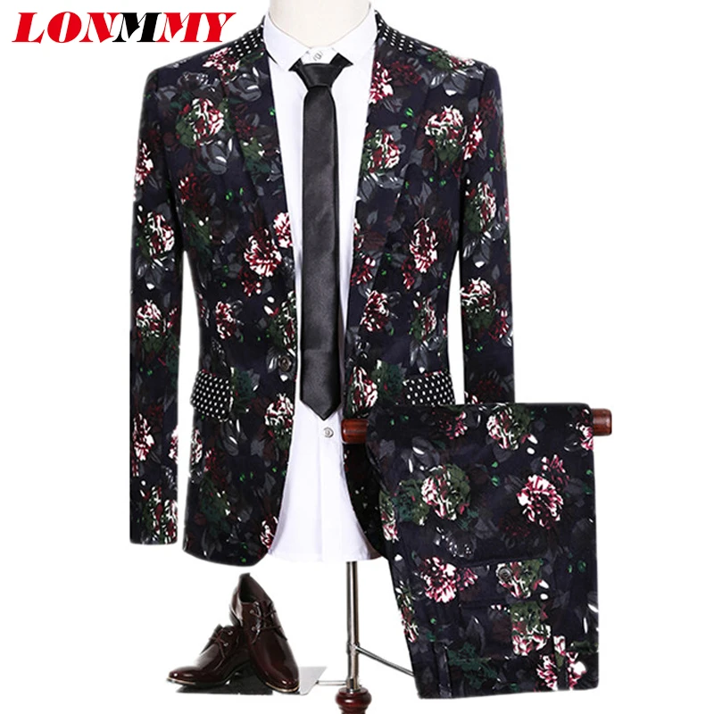 Best Price LONMMY M-5XL мужской блейзер с цветочным рисунком masculino Slim fit casaco masculino мужской пиджак мужской костюм куртка + брюки 2 шт./компл. 2018 Best Price LONMMY M-5XL мужской блейзер с цветочным рисунком masculino Slim fit casaco masculino мужской пиджак мужской костюм куртка + брюки 2 шт./компл. 2018