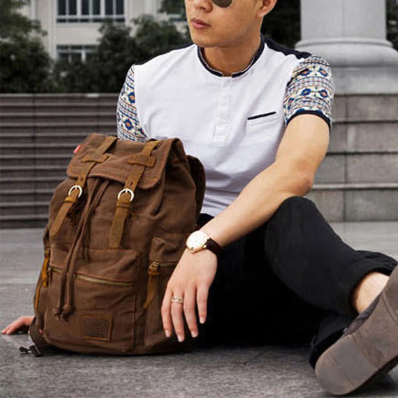 Men Canvas Backpack Vintage Women New Fashion Travel Bags Large Capacity Teenager School Backpacks Anti-theft Rucksack BP0186 (10)