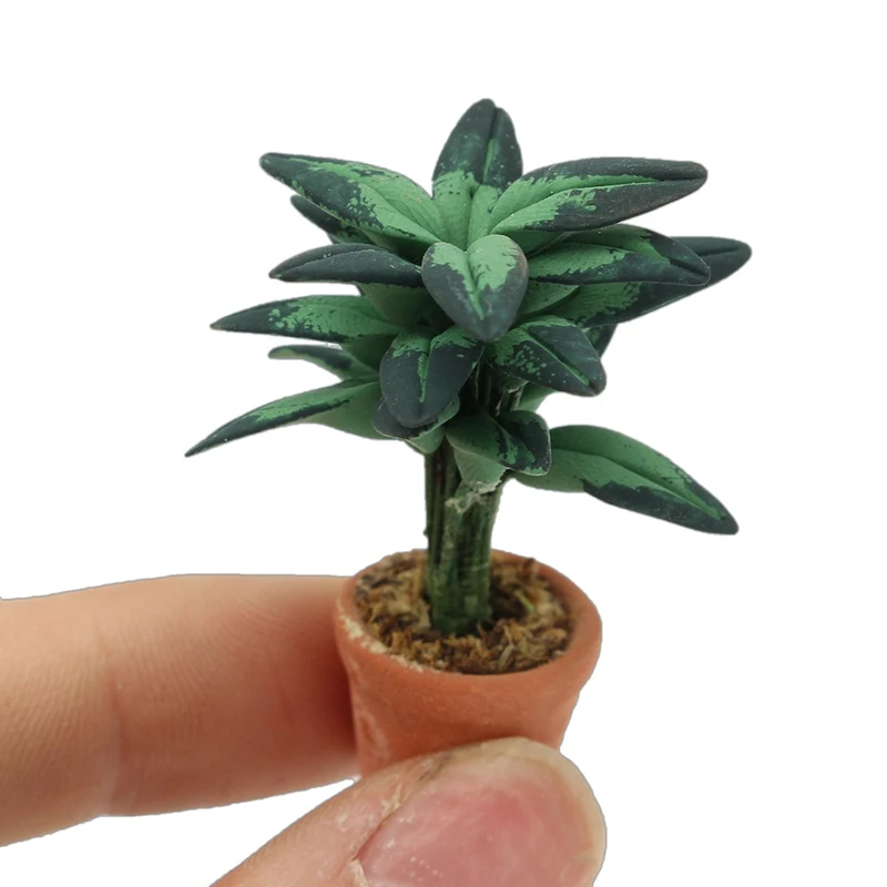 New 1 12 Scale Miniature Green Plant Pot Bonsai Fairy Garden Decor Accessories For Doll House