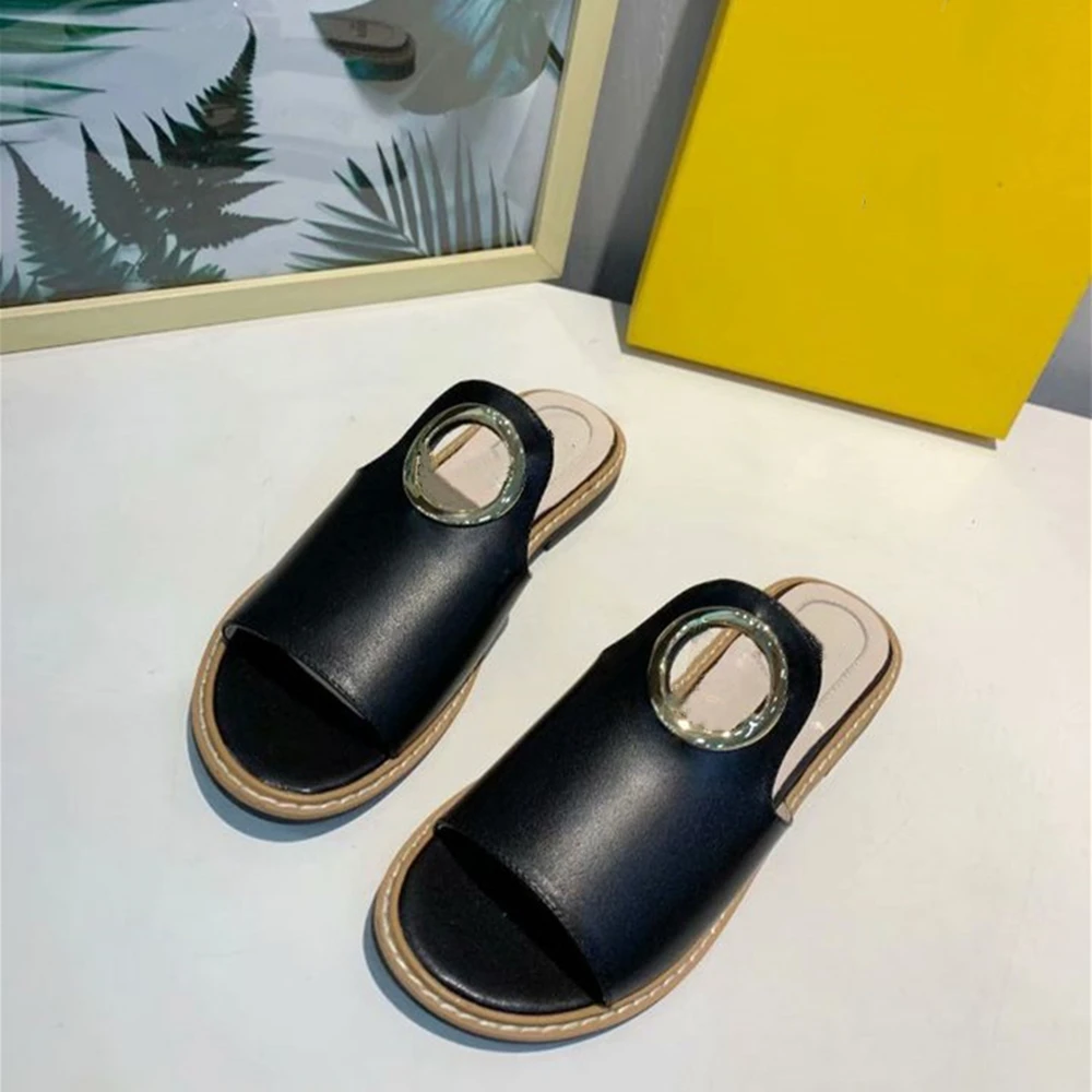 

Stkehidba New Fashion Brands Women's Slippers Genuine Leather Summer Slippers For Women's Shoes Plus Size35-42 Non-Slip Slippers