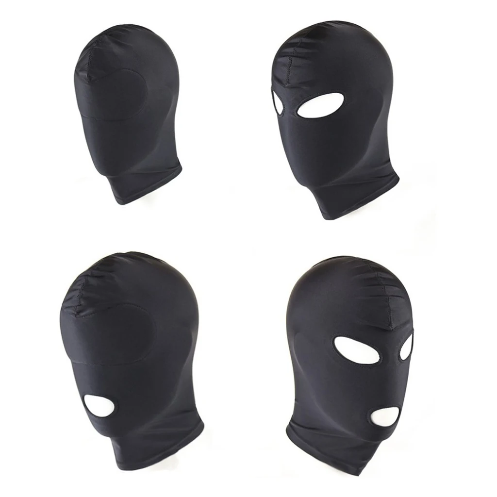 Unisex Breathable Black Full Face Cover Spandex Zentai Costume Mask Hoods