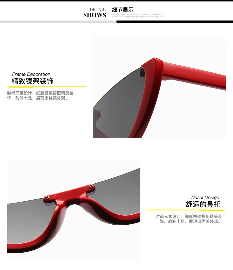 ASUOP2018 new retro cat eye ladies sunglasses men classic sunglasses half-round triangle fashion glasses color popular UV400 gog (4)