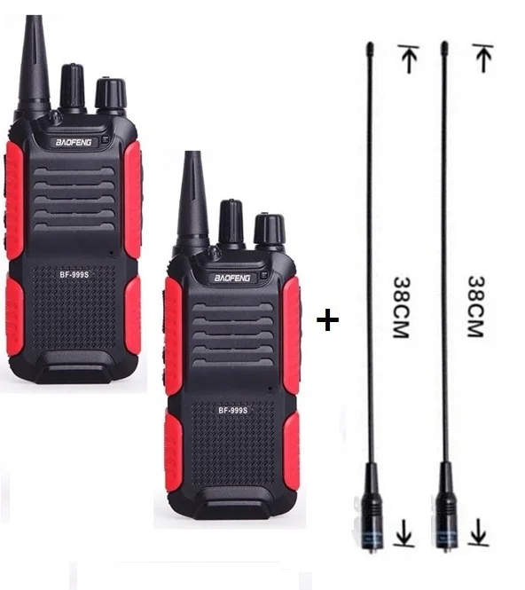 2 шт BAOFENG BF-999S PLUS портативная рация UHF 400-470MHz с длительным временем ожидания CB радиостанция PTT portofoon обновленная BF-888S - Цвет: add antenna