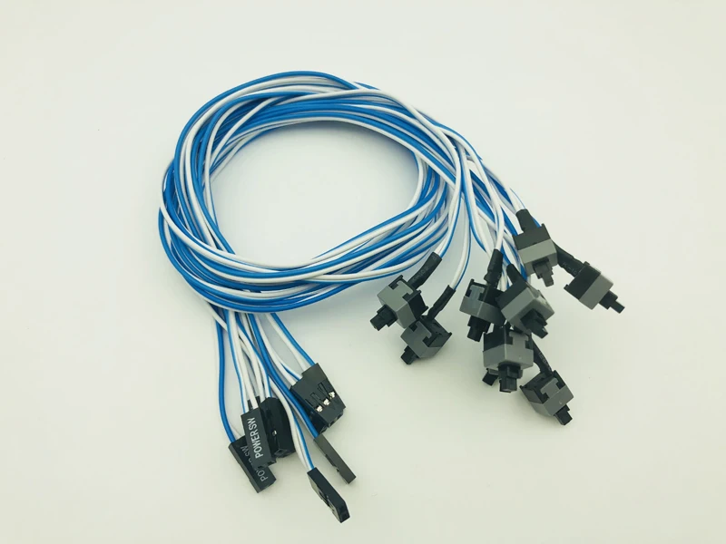 10Pcs 50cm 2Pin SW PC Power Cable on/off Push Button ATX Computer Switch Wire Power SW Switch Cable Re-start Cord for BTC Mining