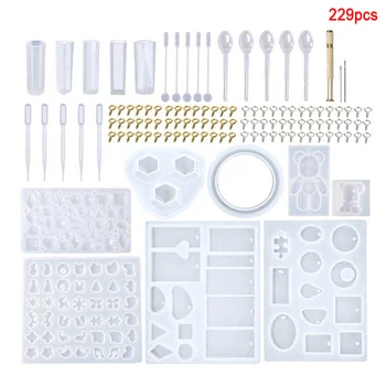 

New Hot 229pcs Silicone Resin Mold DIY Bracelet Pendant Jewelry Making Tool Set Mould Handmade Craft