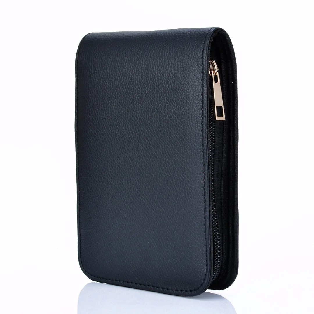 1pc 12 Pens Fountain Pen Roller Leather Case Holder Leather Zipper Black / Coffee Pen Storage Bag For Student Gift Mayitr