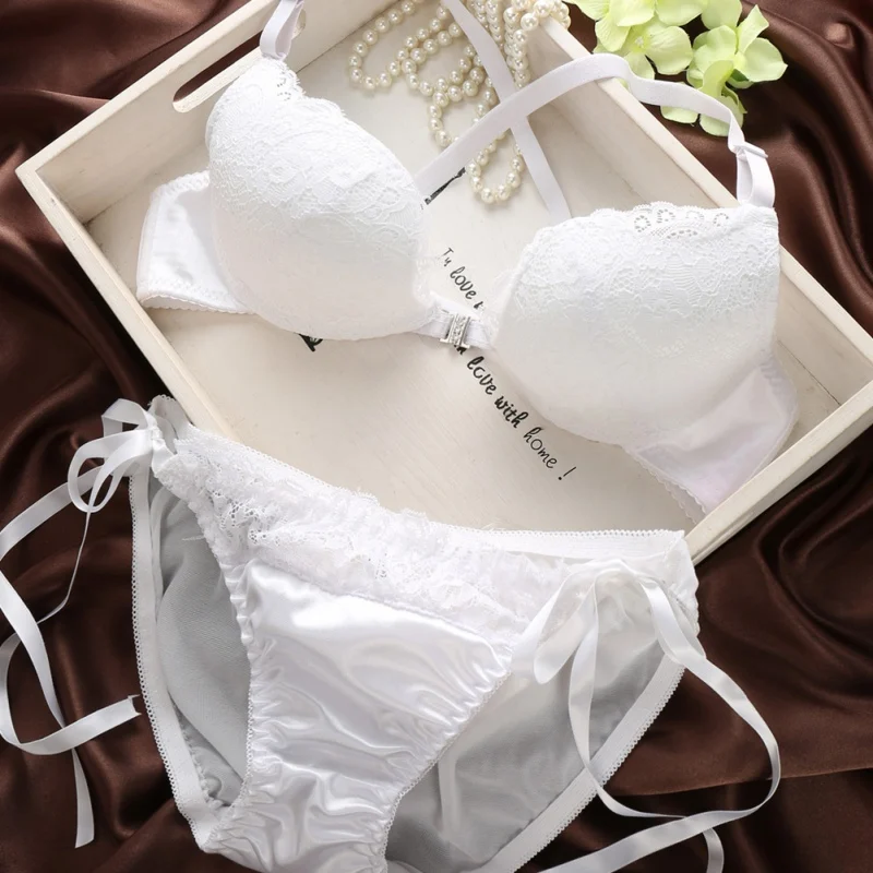 Comfy Woman Lingerie Sexy Front Buckle Bras Front Closure U Shape Push Up Bra and Panty Set