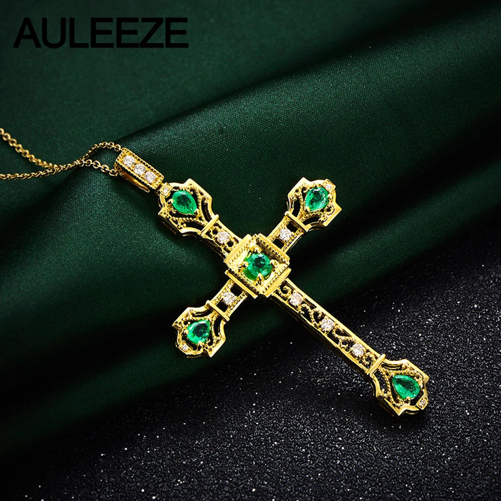 Vintage Cross Natural Emerald Diamond 