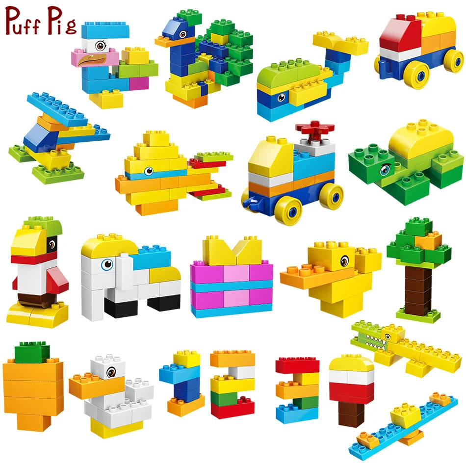 

112PCS legorreta Duploed animals Building Blocks Baby Big size accessories Bricks Creator Educational Toy For Children
