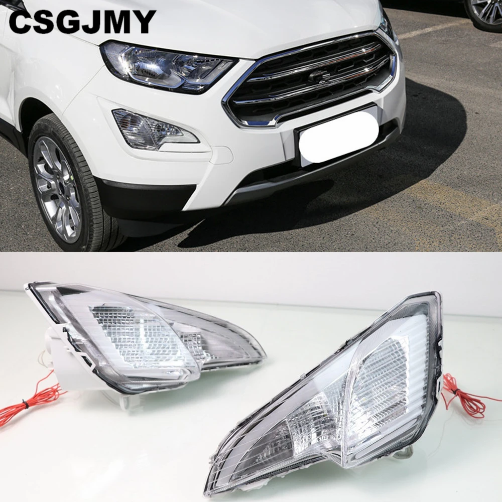 

1Pair LED Daytime Running Light Yellow Turn Signal Function Waterproof ABS 12V Car DRL LED Fog Lamp For Ford EcoSport 2018 2019