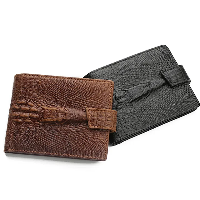 New Arrival Men &#39;s Business Cow Leather Hasp Crocodile Pattern Bifold Wallet Card Holder Purse ...