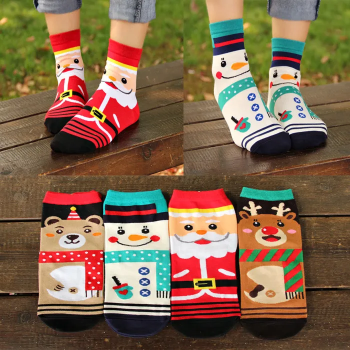 Зимние Носки с рисунком снеговика, Санта Клауса, оленя, женские рождественские носки с 3D рисунком, брендовые удобные хлопковые носки хорошего качества