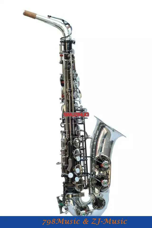 

Alto Sax saxophone Natural abalone shell With Case Silver and Black Nickel