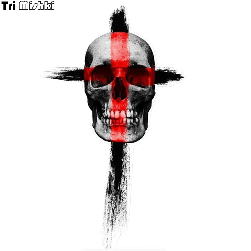 Tri Mishki WCS731 12*20cm red skull cross car sticker funny PVC coloful Decals Motorcycle Accessories sticker