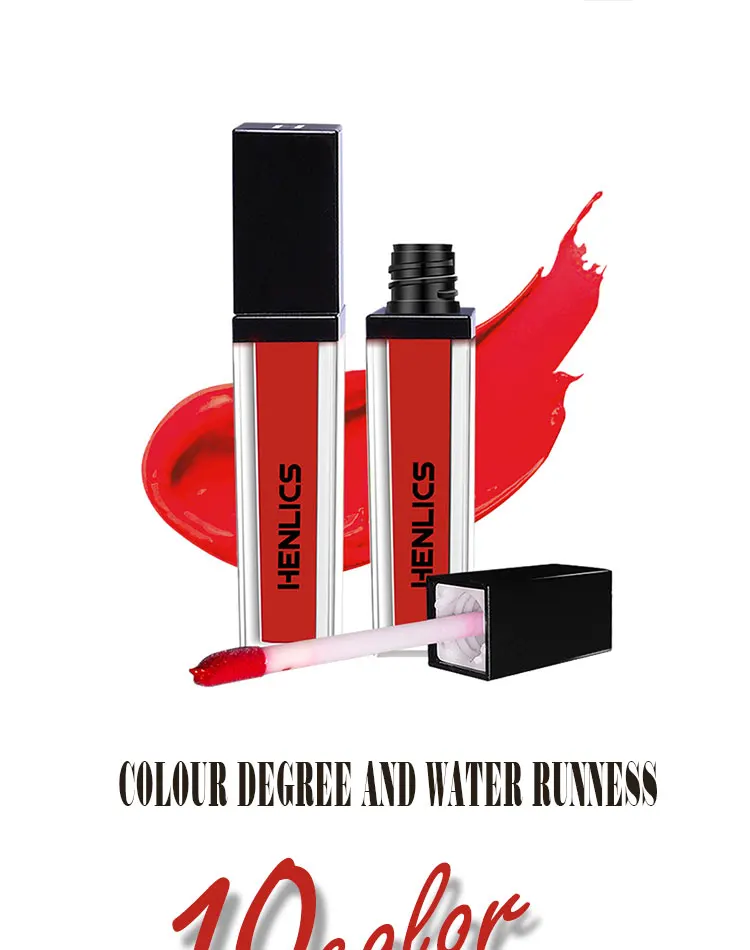 HENLICS 10 Colors Trendy Liquid Lipstick Hot Sale Sexy Lip Paint Waterproof Long Lasting Lipstick Lip Gloss Makeup Cosmetics (6)