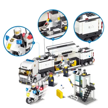 

Diy Police Station Model Building Blocks Playmobil Blocks DIY Bricks Educational Toys For Children Gift