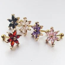1 stück Gold Silber Chirurgische Edelstahl Ohrring Stud Punk Liebe Blume Zirkon Ohr Tragus Piercing Kristall Rose Für Männer frauen(China)