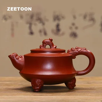 

300cc Authentic Yixing Teapot Dahongpao Mud Three Foot Dragon Pot Chinese Healthy Purple Clay Tea Pot Tea Maker Zisha Tea Set