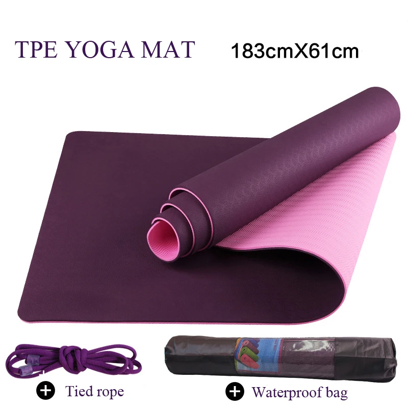 6mm TPE Yoga Mat Non Slip Double Layers With Adjustable Strap Healthy
