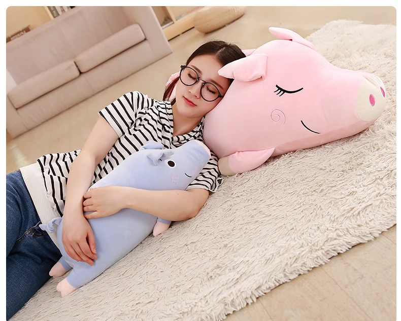 Cuddly Soft Lying Piggy Plush Pillows Doll Big Stuffed Animals Pig Toy for Children Gift Decoration 35inch 90cm DY50446 (3)