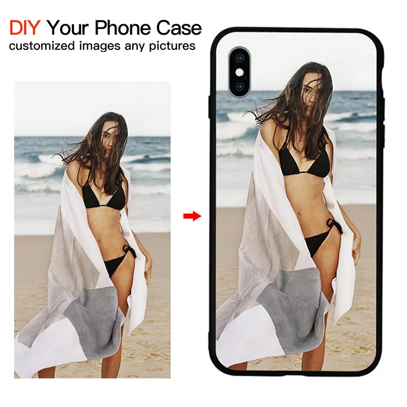

DIY Photo Custom picture Phone Case For iPhone XR XS MAX XS 6 6S 7 8 Plus 5 5S SE Soft TPU Black Cover For Samsung S10 Plus A70