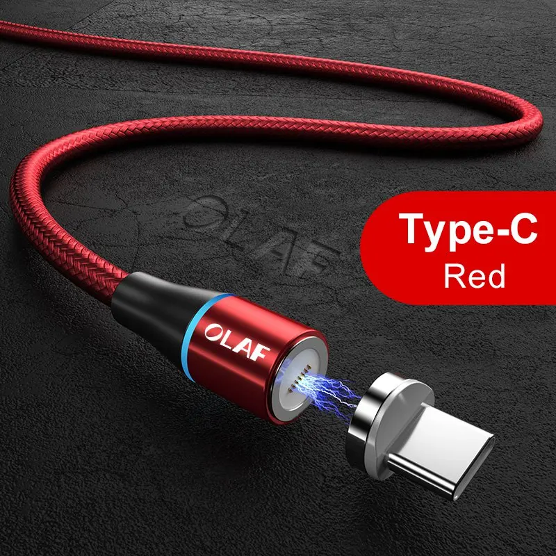 Магнитный кабель OLAF 3A Micro USB для быстрой зарядки и передачи данных для iPhone XS 8 7 Магнитный кабель для зарядки type-C для samsung S10 Xiaomi - Цвет: red type c cable