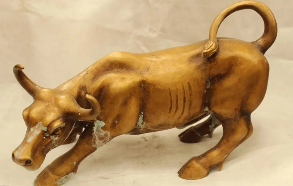 

R0722 Details about 11"China Folk Purple Bronze carving excellent Lucky Lifelike Ox Statue