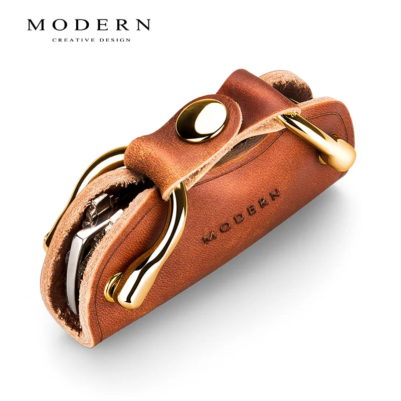 Современный бренд, новинка, натуральная кожа, умный органайзер для ключей, брелок для ключей, кошелек, креативный, для путешествий, для мужчин и женщин, подарок - Цвет: Brown key holder