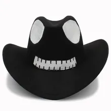 Черная Женская и мужская Ковбойская шляпа с дырками, осенняя, Чужеродная, чарованная, джаз, сомбреро, Hombre, Fedora, Монтана, кепка, размер 56-58 см