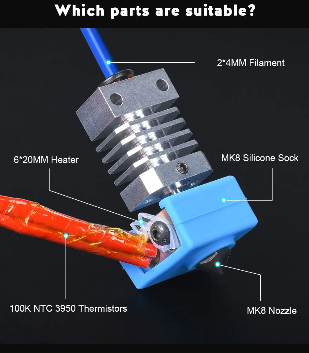 CR10 радиатор все металлические Hotend комплект для CR10 CR-10 Ender 3 MK8 сопло CR10 Hotend экструдер Титан тепловой выключатель 3d части принтера