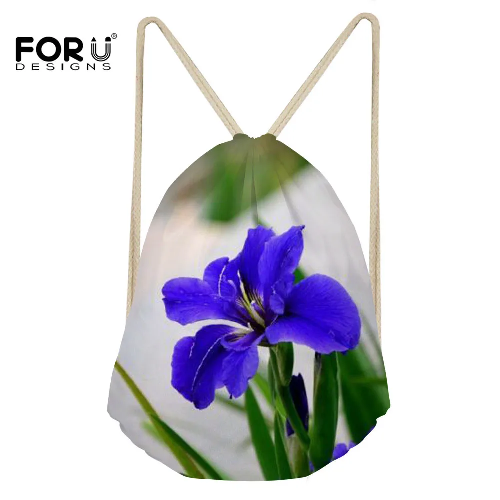 FORUDESIGNS best Iris цветок Drawstring сумки для девочек для хранения пользовательских печатные рюкзаки пляж хранения сумки Softback Для женщин Mochila