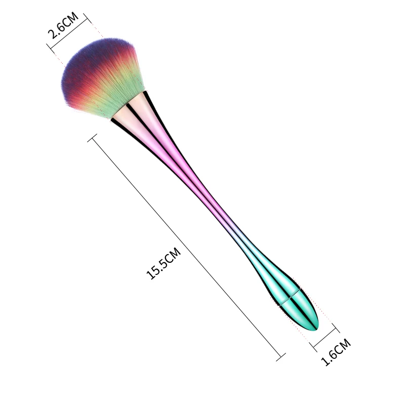 ViiNuro щетка для чистки ногтей, удаляющая пыль, порошок для дизайна ногтей, маникюра, педикюра, мягкая удаляющая пыль акриловая щетка для ухода за ногтями - Цвет: Rainbow