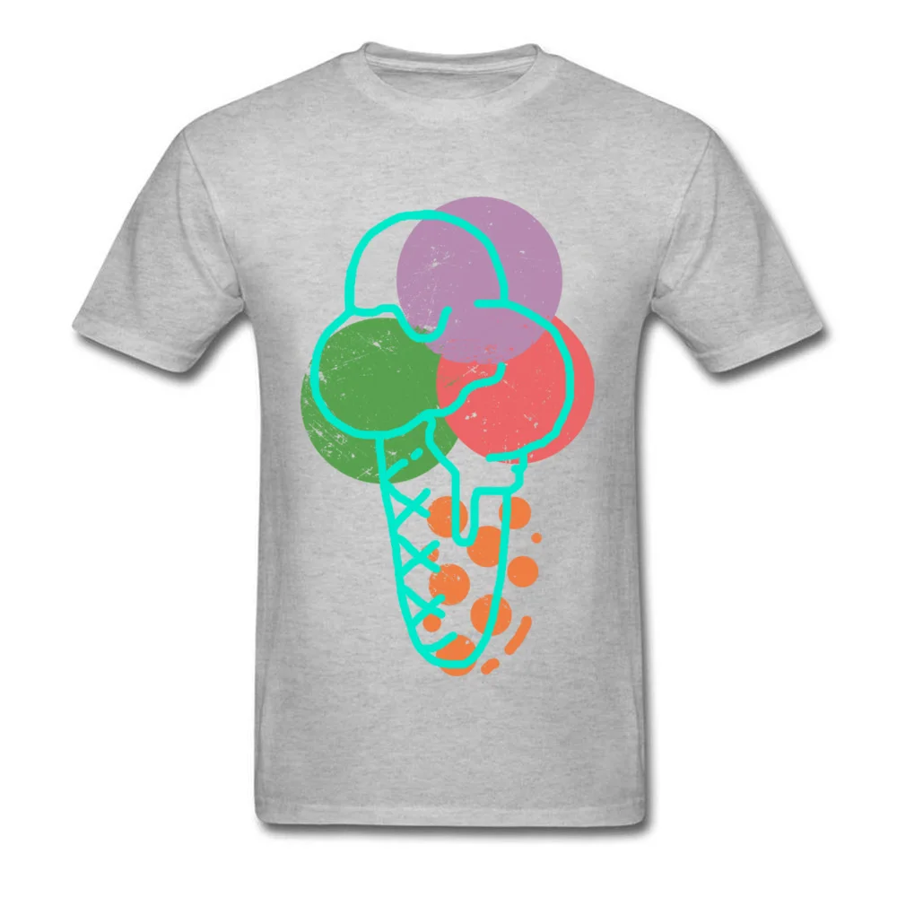 Designer Vintage Summer Ice Cream T Shirt Lovers Day O-Neck 100% Cotton Fabric Tops Shirts for Adult Tee Shirts Printed Vintage Summer Ice Cream grey