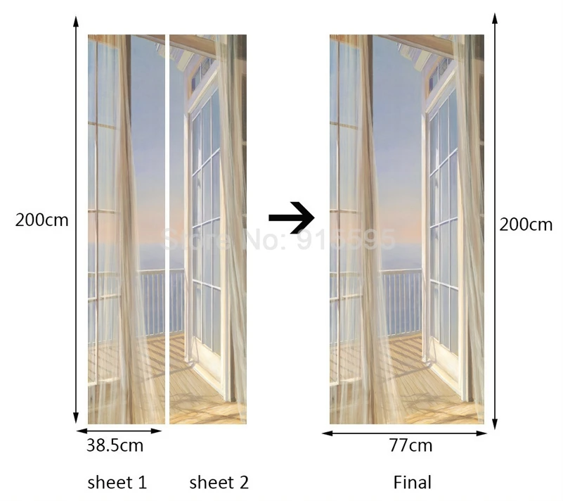 Пейзаж для балкона ПВХ водонепроницаемый 3D стереоскопическое пространство Настенные обои домашний Декор Гостиная Современный Креативный арт DIY стикер двери