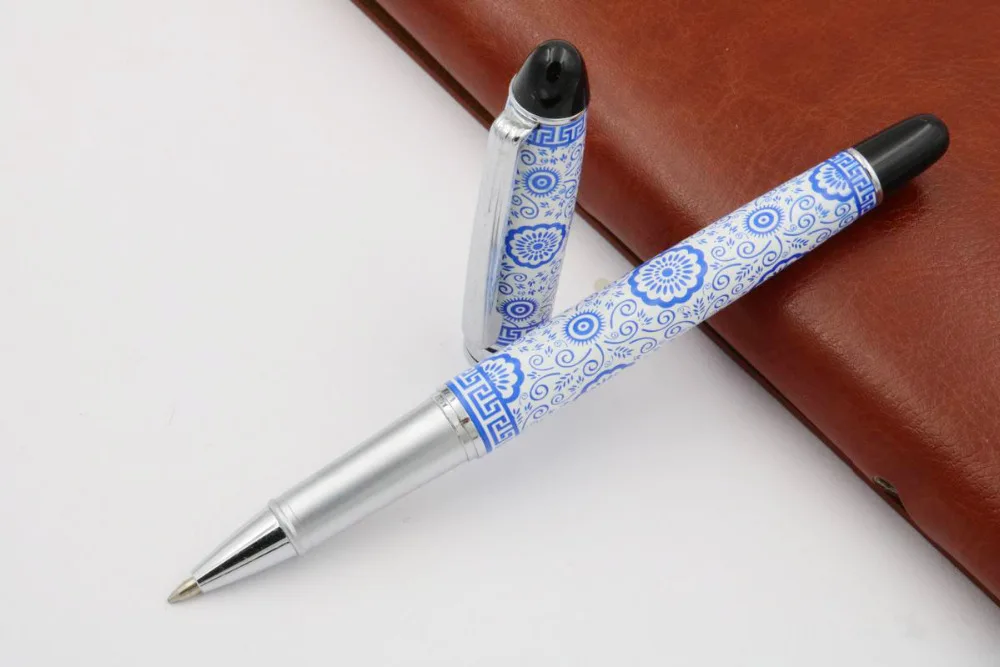 Офисная синяя и белая фарфоровая живопись 0,5 мм Ручка-роллер