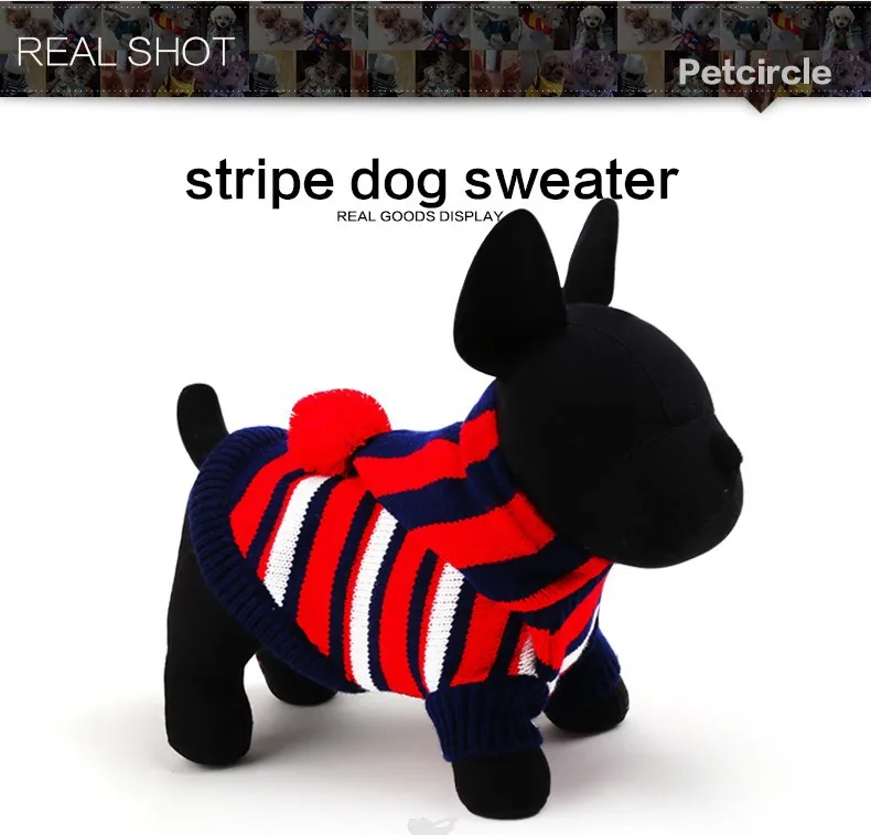 Новинка осень и зима маленькая большая собачья одежда в полоску свитер для собак 2 цвета Размер XXS-L Одежда для собак чихуахуа