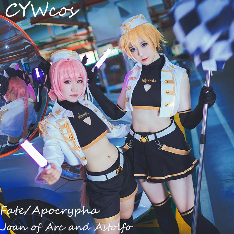 

Fate/Apocrypha FGO Cosplay Type Moon Racing Joan of Arc and Astolfo Cosplay Costume Uniforms Racing Suits Christmas Costumes