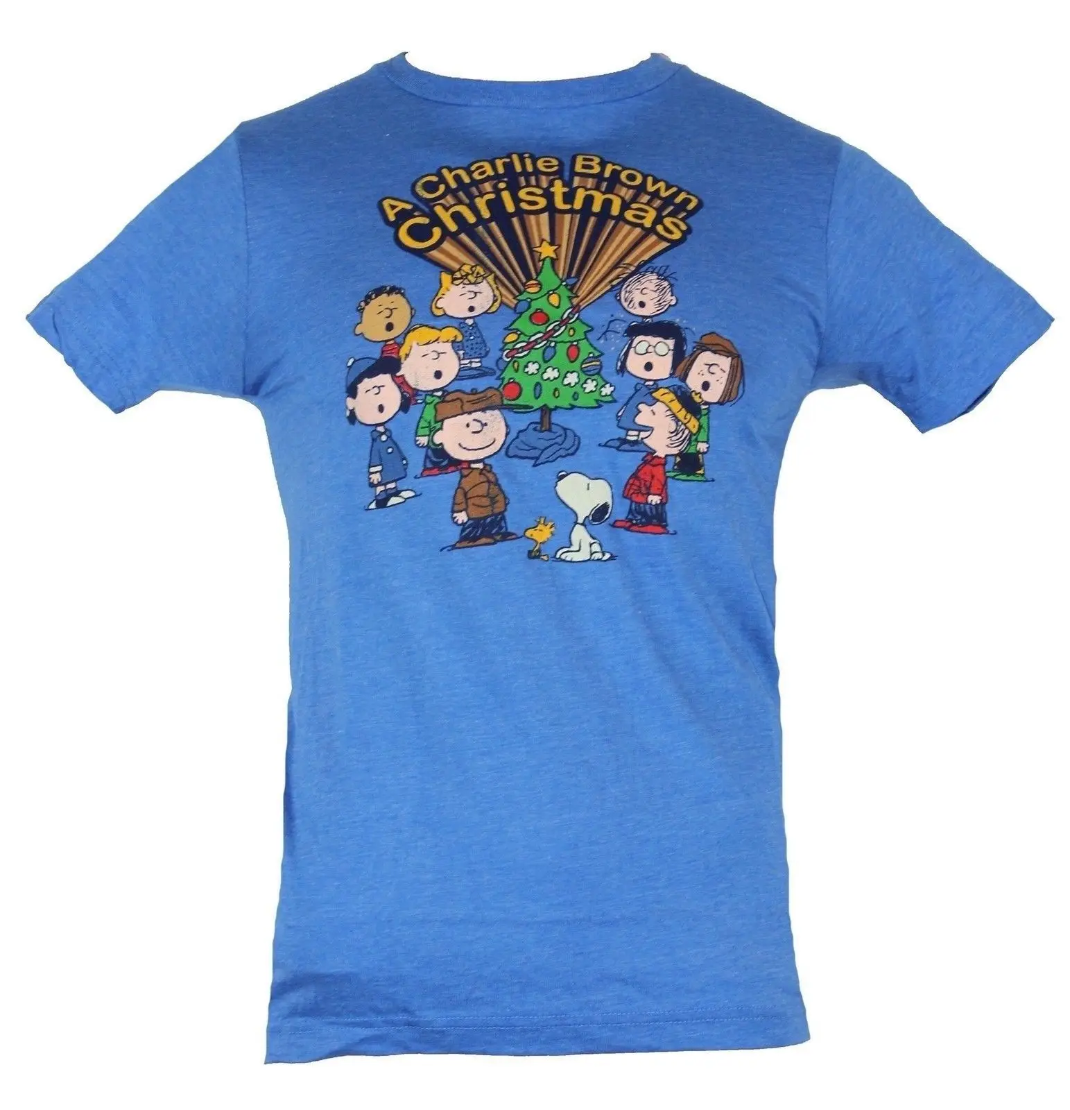 Peanuts Mens T Shirt Charlie Brown Christmas Caroling Cast Image