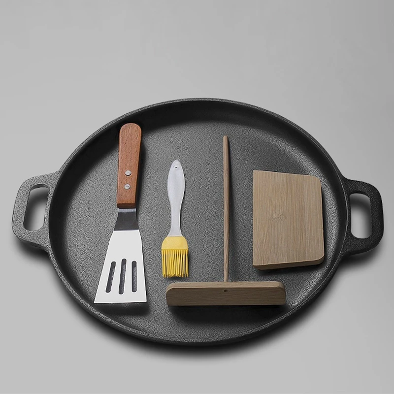 

30CM Non-stick Crepe Pans Griddle Uncoated Cast Iron Frying Pan BBQ Roasting Pans Omelet Pancake Maker Kitchen Cooking Pot